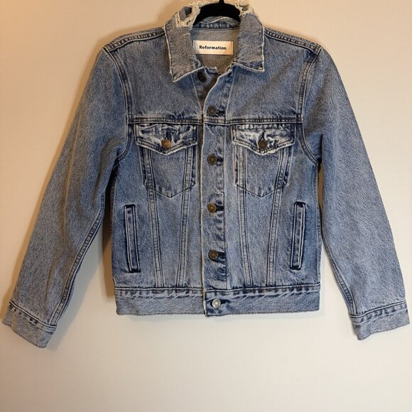 NEW Reformation Vintage Wash Blue Jean Denim Jacket Size XS $218 [jb] - Picture 1 of 6